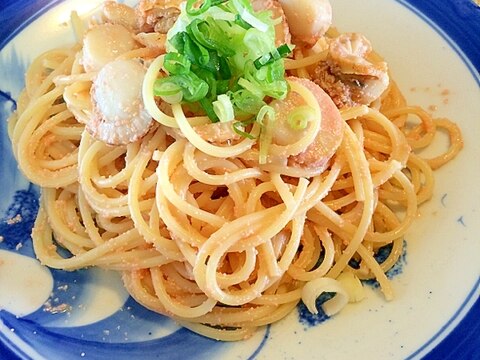 ホタテと明太子のパスタ